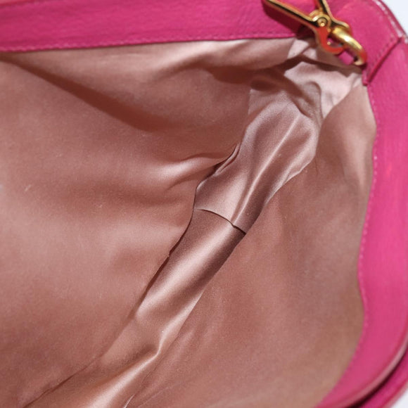 Miu Miu Madras Hand Bag Leather 2way Pink Gold Auth BA7035