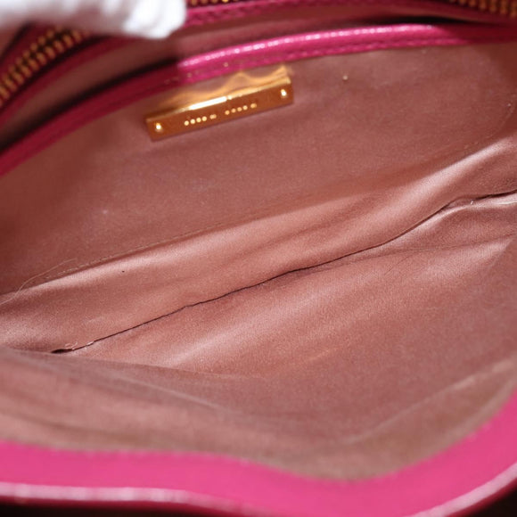 Miu Miu Madras Hand Bag Leather 2way Pink Gold Auth BA7035