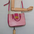 Miu Miu Madras Hand Bag Leather 2way Pink Gold Auth BA7035-25