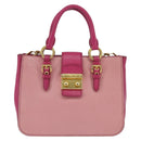 Miu Miu Madras Hand Bag Leather 2way Pink Gold Auth BA7035-13