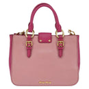 Miu Miu Madras Hand Bag Leather 2way Pink Gold Auth BA7035-2