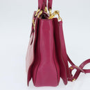 Miu Miu Madras Hand Bag Leather 2way Pink Gold Auth BA7035-3