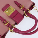 Miu Miu Madras Hand Bag Leather 2way Pink Gold Auth BA7035-6