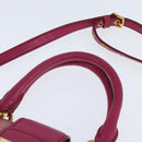 Miu Miu Madras Hand Bag Leather 2way Pink Gold Auth BA7035-8