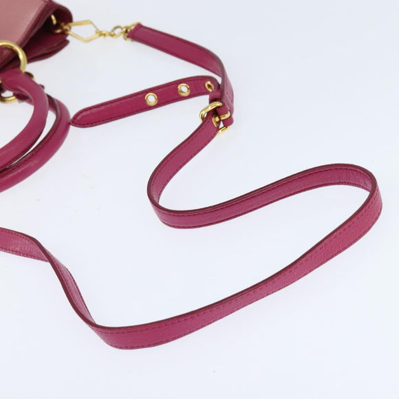 Miu Miu Madras Hand Bag Leather 2way Pink Gold Auth BA7035