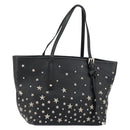 Jimmy Choo Studs Tote Bag Leather Black Silver Auth BA7036-1