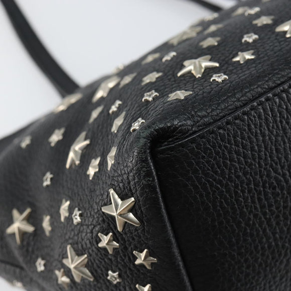 Jimmy Choo Studs Tote Bag Leather Black Silver Auth BA7036