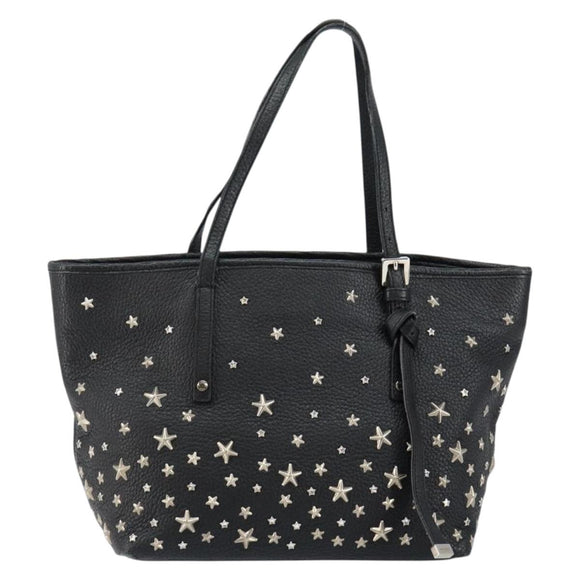 Jimmy Choo Studs Tote Bag Leather Black Silver Auth BA7036