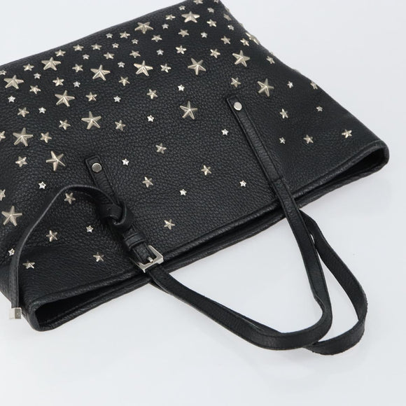 Jimmy Choo Studs Tote Bag Leather Black Silver Auth BA7036