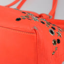 Jimmy Choo Studs Tote Bag Leather Orange Silver Auth BA7037-9