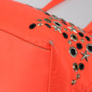 Jimmy Choo Studs Tote Bag Leather Orange Silver Auth BA7037-15