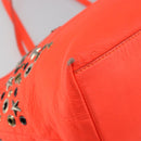 Jimmy Choo Studs Tote Bag Leather Orange Silver Auth BA7037-16