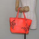 Jimmy Choo Studs Tote Bag Leather Orange Silver Auth BA7037-21