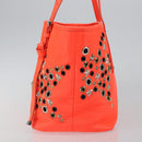 Jimmy Choo Studs Tote Bag Leather Orange Silver Auth BA7037-3