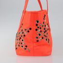 Jimmy Choo Studs Tote Bag Leather Orange Silver Auth BA7037-4