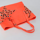 Jimmy Choo Studs Tote Bag Leather Orange Silver Auth BA7037-6