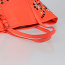 Jimmy Choo Studs Tote Bag Leather Orange Silver Auth BA7037-7