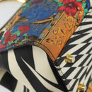 Gianni Versace Hand Bag Canvas PVC Black Gold Auth BA7043-14