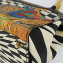 Gianni Versace Hand Bag Canvas PVC Black Gold Auth BA7043-15