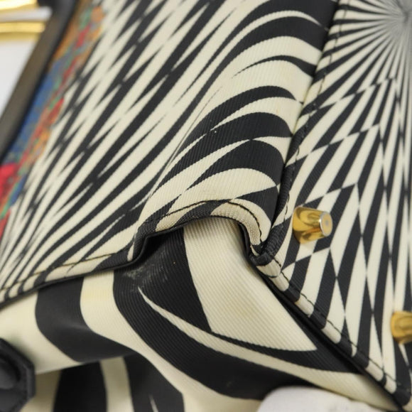 Gianni Versace Hand Bag Canvas PVC Black Gold Auth BA7043