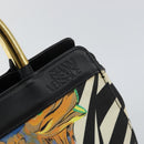 Gianni Versace Hand Bag Canvas PVC Black Gold Auth BA7043-17