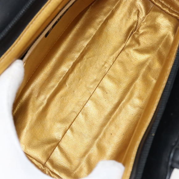 Gianni Versace Hand Bag Canvas PVC Black Gold Auth BA7043