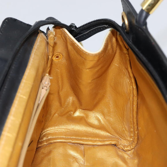 Gianni Versace Hand Bag Canvas PVC Black Gold Auth BA7043