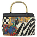 Gianni Versace Hand Bag Canvas PVC Black Gold Auth BA7043-13