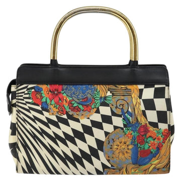 Gianni Versace Hand Bag Canvas PVC Black Gold Auth BA7043 - 0