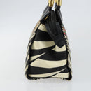 Gianni Versace Hand Bag Canvas PVC Black Gold Auth BA7043-4