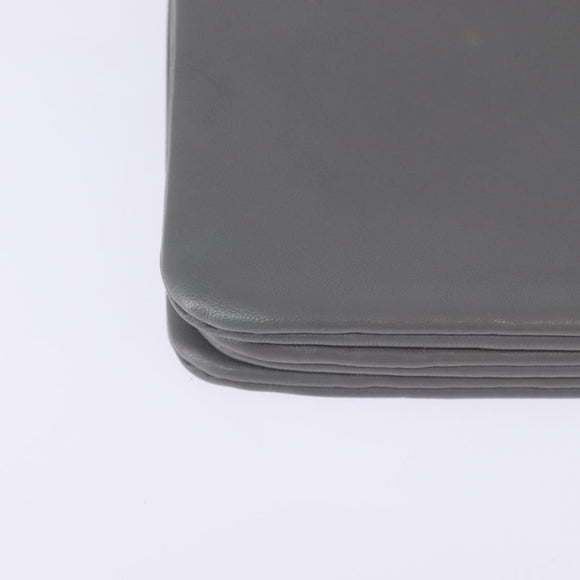 CELINE Trios Mall Shoulder Bag Leather Gray Gold Auth BA7046