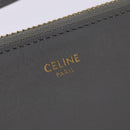 CELINE Trios Mall Shoulder Bag Leather Gray Gold Auth BA7046-17