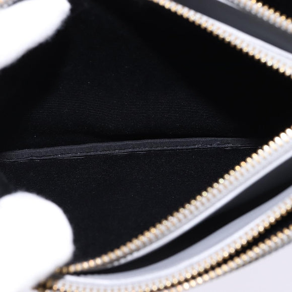 CELINE Trios Mall Shoulder Bag Leather Gray Gold Auth BA7046