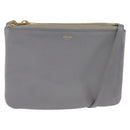 CELINE Trios Mall Shoulder Bag Leather Gray Gold Auth BA7046-1