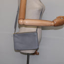 CELINE Trios Mall Shoulder Bag Leather Gray Gold Auth BA7046-26
