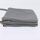 CELINE Trios Mall Shoulder Bag Leather Gray Gold Auth BA7046-3