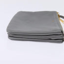 CELINE Trios Mall Shoulder Bag Leather Gray Gold Auth BA7046-4