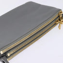 CELINE Trios Mall Shoulder Bag Leather Gray Gold Auth BA7046-6