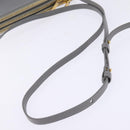 CELINE Trios Mall Shoulder Bag Leather Gray Gold Auth BA7046-7