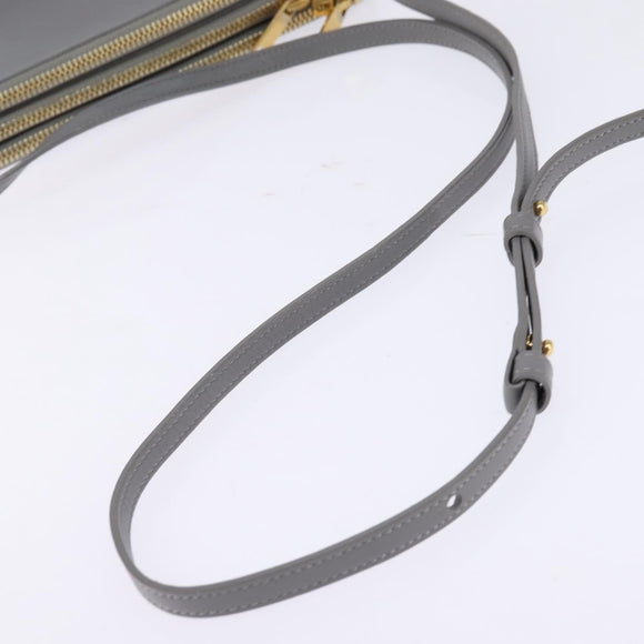 CELINE Trios Mall Shoulder Bag Leather Gray Gold Auth BA7046