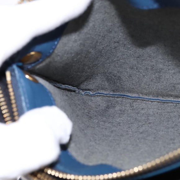 CELINE Trio large Shoulder Bag Leather Multicolor Gold Auth BA7047