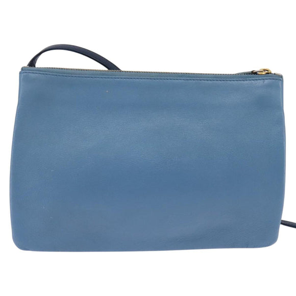 CELINE Trio large Shoulder Bag Leather Multicolor Gold Auth BA7047