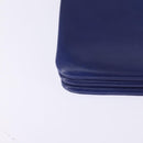 CELINE Trio large Shoulder Bag Leather Blue Gold Auth BA7048-15