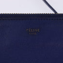 CELINE Trio large Shoulder Bag Leather Blue Gold Auth BA7048-17