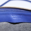 CELINE Trio large Shoulder Bag Leather Blue Gold Auth BA7048-10