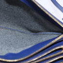 CELINE Trio large Shoulder Bag Leather Blue Gold Auth BA7048-18