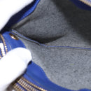 CELINE Trio large Shoulder Bag Leather Blue Gold Auth BA7048-19