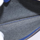 CELINE Trio large Shoulder Bag Leather Blue Gold Auth BA7048-23