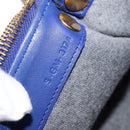 CELINE Trio large Shoulder Bag Leather Blue Gold Auth BA7048-12