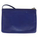 CELINE Trio large Shoulder Bag Leather Blue Gold Auth BA7048-2